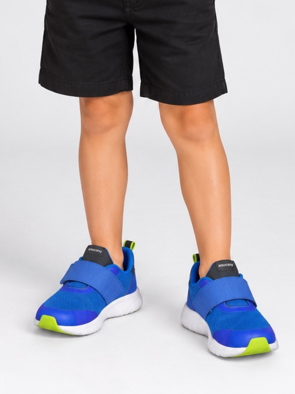 SAUCONY Youth Kids Boys Size 4 Black Blue White Lime Easy Sneakers Slip on